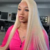 Blonde color straight hair lace front wig