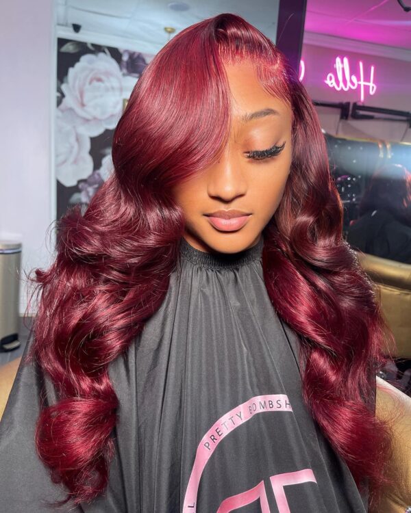 burgundy body wave lace front wig