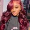 burgundy body wave lace front wig