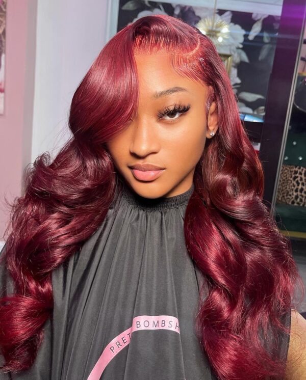 burgundy body wave lace front wig
