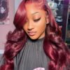 burgundy body wave lace front wig