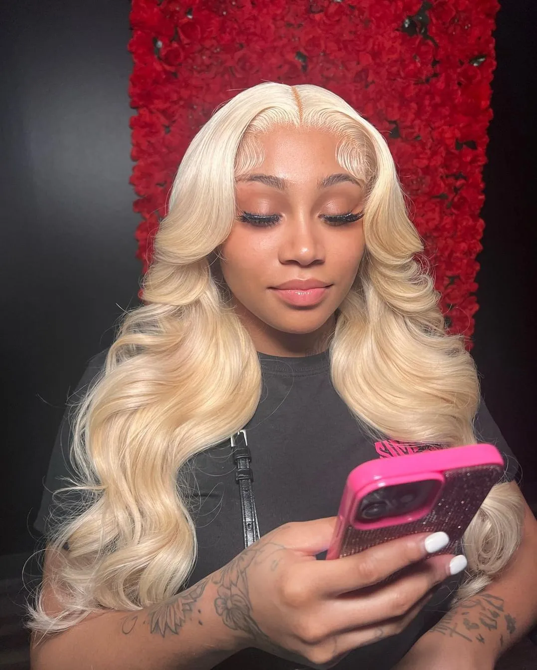 613 blonde color body wave lace front wigs