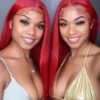Red Color Straight Hair Lace Front Wig