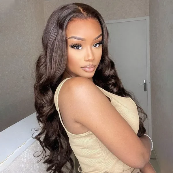 dark brown color body wave lace front wig