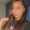 dark brown color straight hair lace front wig