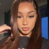dark brown color straight hair lace front wig
