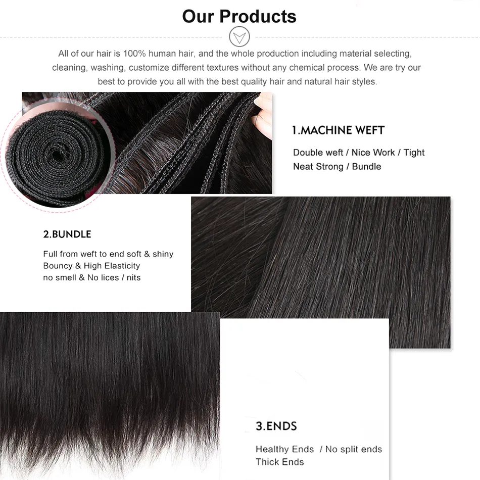 12A Super Double Drawn Straight Hair 3 Bundles
