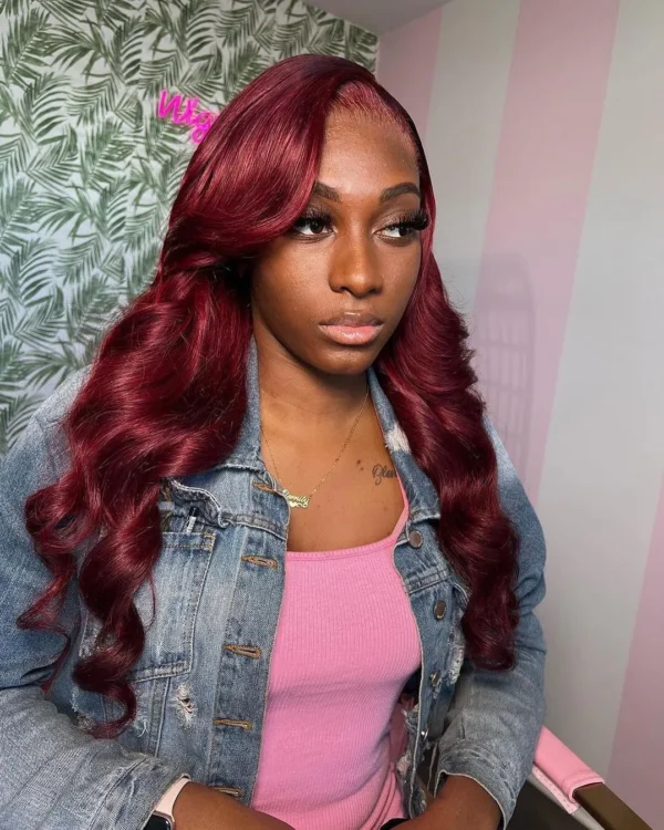 Burgundy Color Body Wave Lace Front Wig